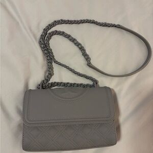 Tory Burch gray Fleming Crossbody Bag